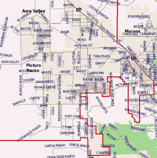 Marana Unified School District Boundary Map - West I 10